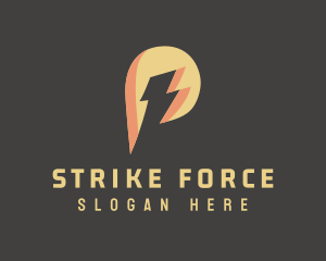 Strike - Energy Lightning Letter P logo design
