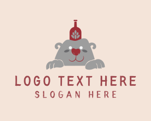 Wine - Red Hop Bottle Bear logo design