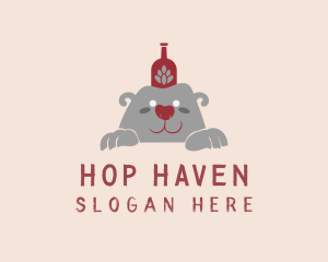 Hop - Red Hop Bottle Bear logo design