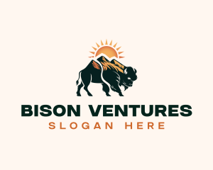 Bison Mountain Sun logo design