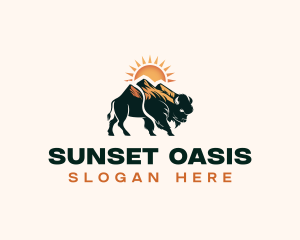 Bison Mountain Sun logo design