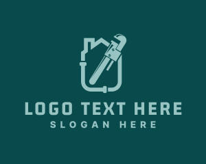 Lavatory - House Plumbing Pipe Wrench logo design