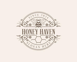 Apiculture - Organic Honeycomb Bee logo design