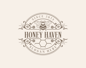 Organic Honeycomb Bee logo design