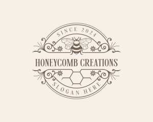 Organic Honeycomb Bee logo design