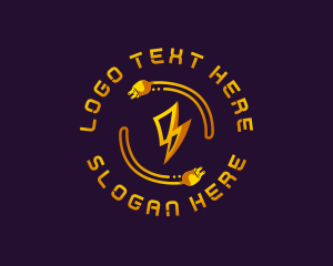 Voltage - Plug Lightning Electricity logo design