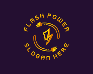 Plug Lightning Electricity logo design