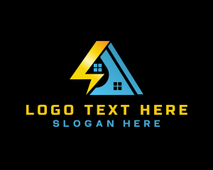 Charge - House Roof Lightning Bolt logo design