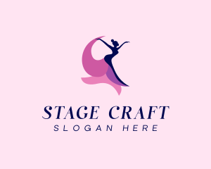 Theatre - Dancing Woman Gown logo design