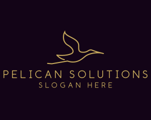 Pelican - Minimalist Flying Stork logo design