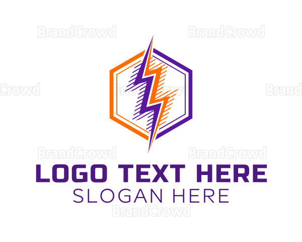 Hexagon Lightning Badge Logo