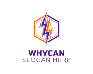 Hexagon Lightning Badge Logo