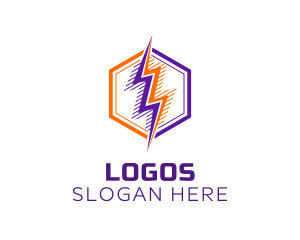 Volt - Hexagon Lightning Badge logo design
