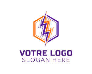 Thunder - Hexagon Lightning Badge logo design