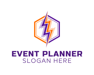 Power - Hexagon Lightning Badge logo design
