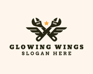 Industrial Wrench Wings  logo design