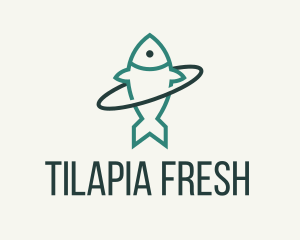 Tilapia - Green Fish Orbit logo design