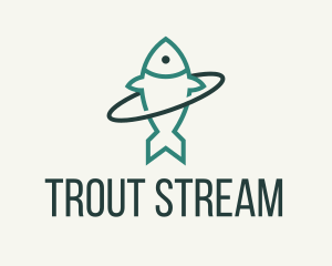 Trout - Green Fish Orbit logo design