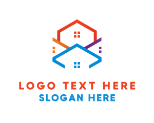 Land - Realty House Hexagon logo design