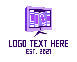 School - Library Computer Education logo design