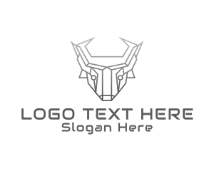 Gamer - Geometric Robot Bull logo design