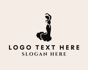 Folk Dance - Woman Dancing Silhouette logo design
