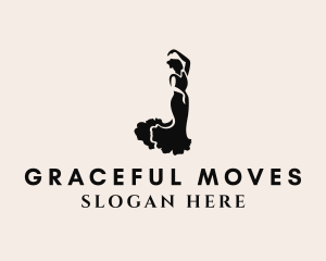 Woman Dancing Silhouette  logo design