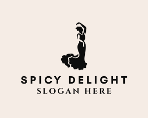 Salsa - Woman Dancing Silhouette logo design