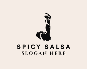 Salsa - Woman Dancing Silhouette logo design