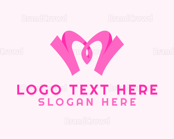 Pink Fashion Heart Letter M Logo