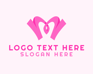 Girly - Pink Fashion Heart Letter M logo design