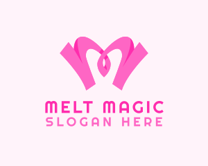 Pink Fashion Heart Letter M logo design