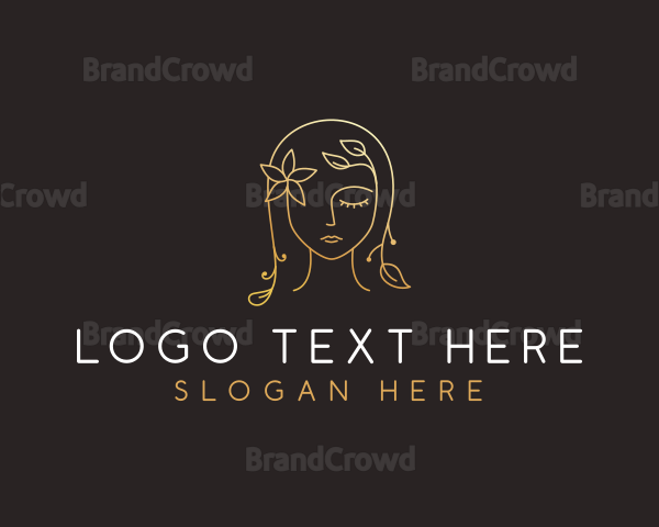 Gold Flower Lady Beauty Logo