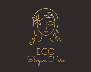 Gold Flower Lady Beauty logo design