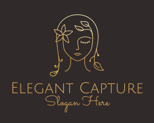 Gold Flower Lady Beauty logo design