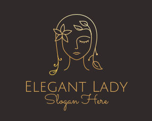 Lady - Gold Flower Lady Beauty logo design