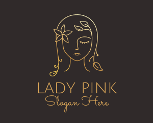 Gold Flower Lady Beauty logo design