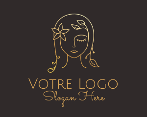 Floristry - Gold Flower Lady Beauty logo design