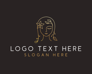 Gold Flower Lady Beauty logo design