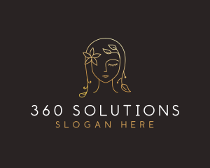 Gold Flower Lady Beauty logo design