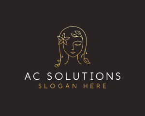 Gold Flower Lady Beauty logo design