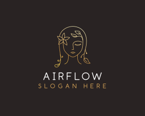 Gold Flower Lady Beauty logo design