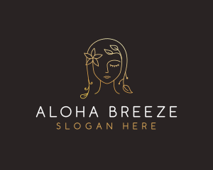 Gold Flower Lady Beauty logo design