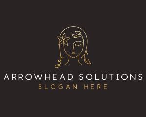 Gold Flower Lady Beauty logo design