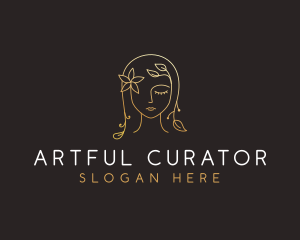 Gold Flower Lady Beauty logo design