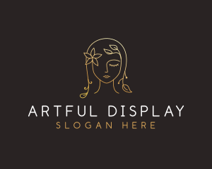 Gold Flower Lady Beauty logo design