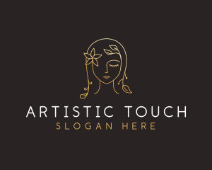 Gold Flower Lady Beauty logo design