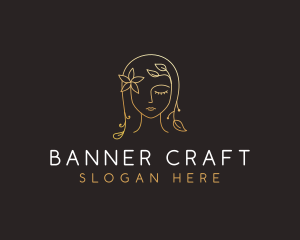 Gold Flower Lady Beauty logo design