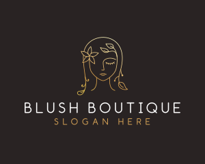 Gold Flower Lady Beauty logo design