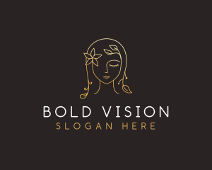 Gold Flower Lady Beauty logo design